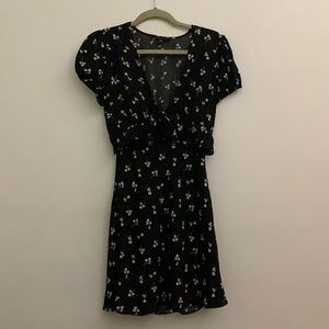 Black floral dress with front tie